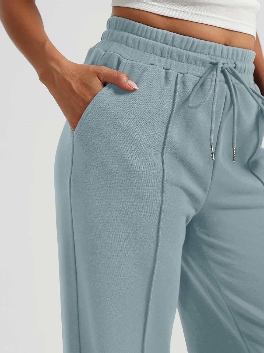 AUTOMET Womens Wide Leg Sweatpants High Waisted Baggy Pants Drawstring Athletic - Picture 74 of 99