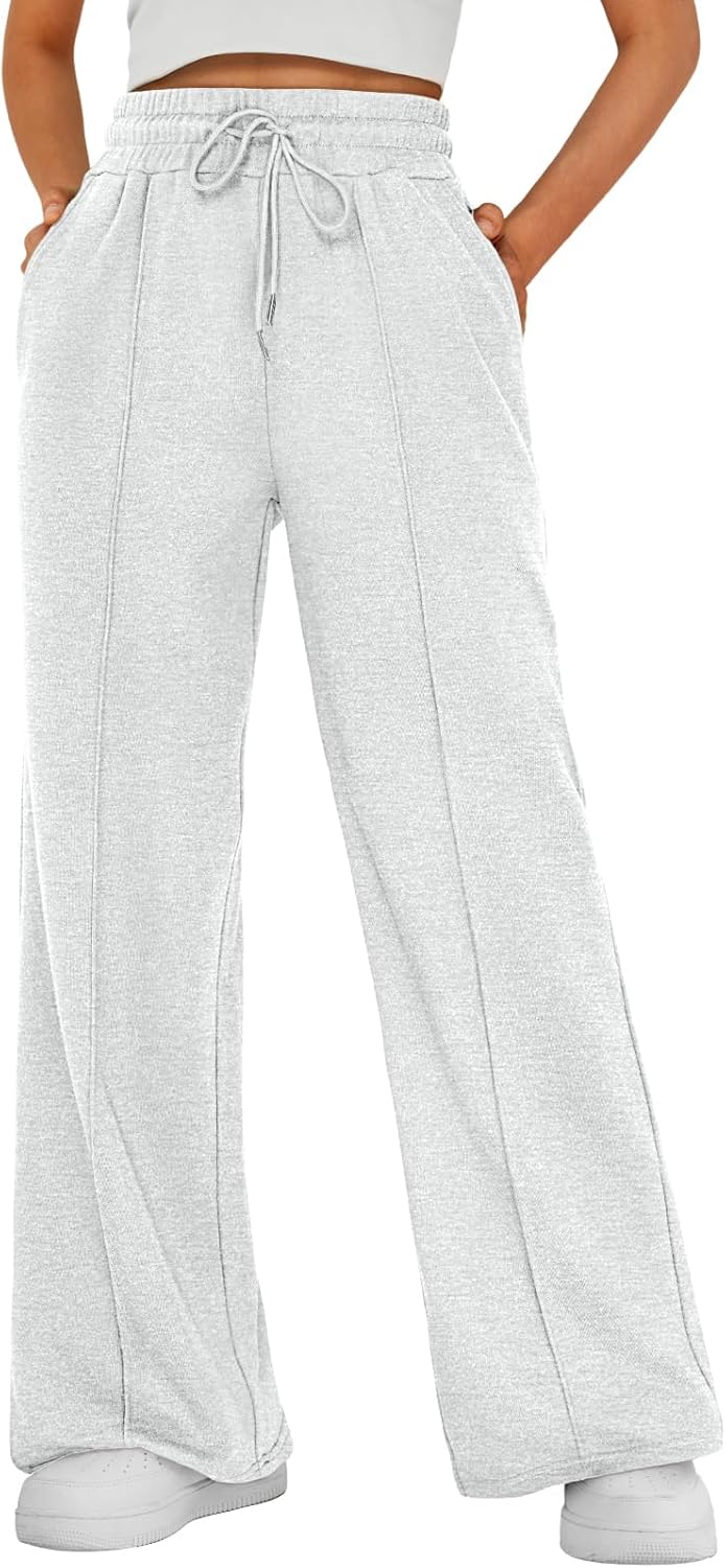 AUTOMET Womens Wide Leg Sweatpants High Waisted Baggy Pants Drawstring Athletic - Picture 75 of 99