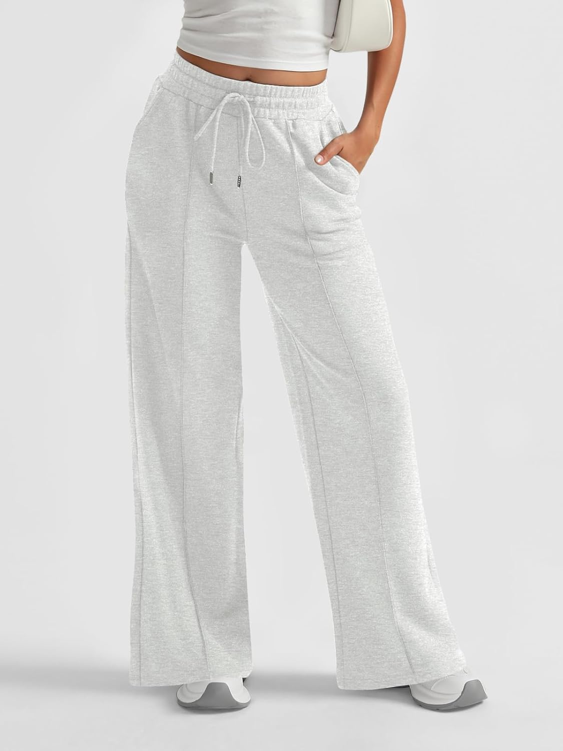 AUTOMET Womens Wide Leg Sweatpants High Waisted Baggy Pants Drawstring Athletic - Picture 76 of 99
