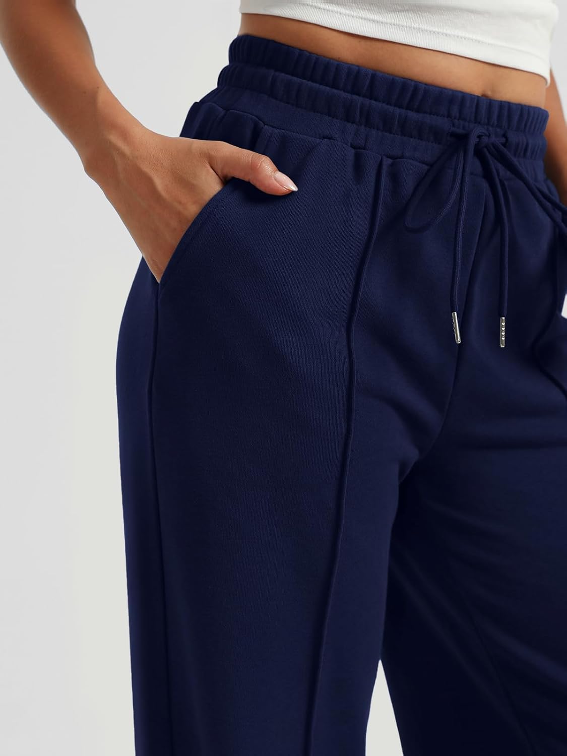 AUTOMET Womens Wide Leg Sweatpants High Waisted Baggy Pants Drawstring Athletic - Picture 84 of 99