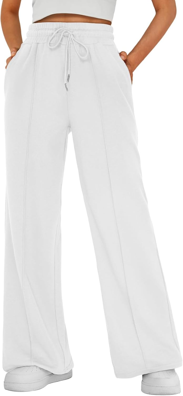 AUTOMET Womens Wide Leg Sweatpants High Waisted Baggy Pants Drawstring Athletic - Picture 85 of 99