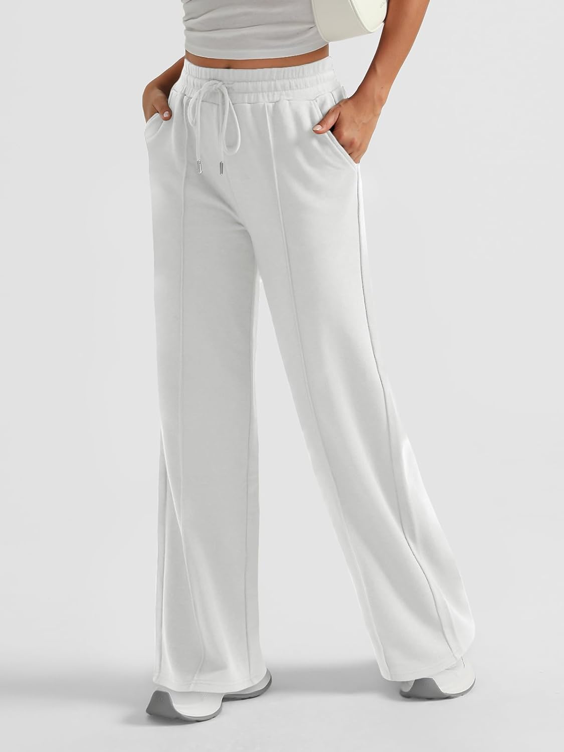AUTOMET Womens Wide Leg Sweatpants High Waisted Baggy Pants Drawstring Athletic - Picture 87 of 99