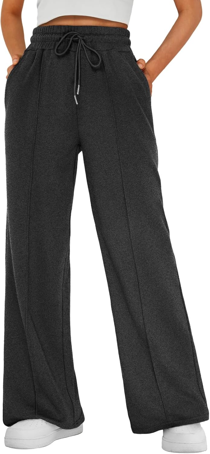 AUTOMET Womens Wide Leg Sweatpants High Waisted Baggy Pants Drawstring Athletic - Picture 90 of 99