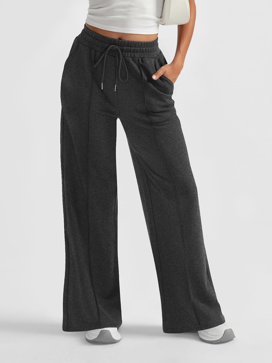AUTOMET Womens Wide Leg Sweatpants High Waisted Baggy Pants Drawstring Athletic - Picture 91 of 99