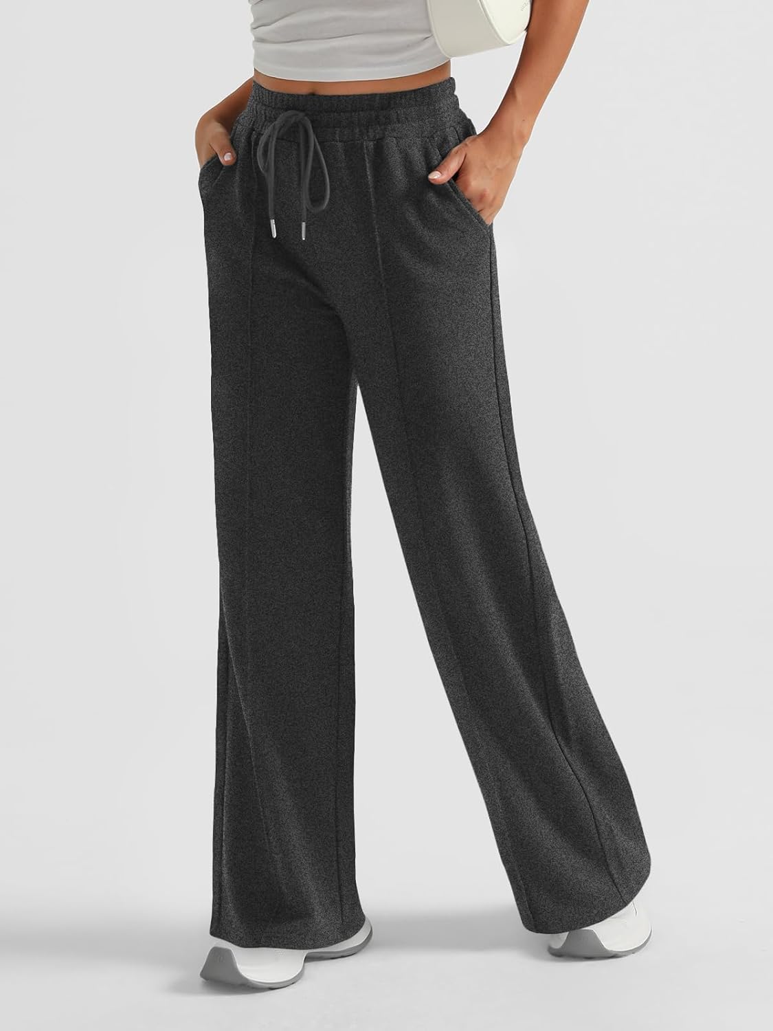 AUTOMET Womens Wide Leg Sweatpants High Waisted Baggy Pants Drawstring Athletic - Picture 92 of 99