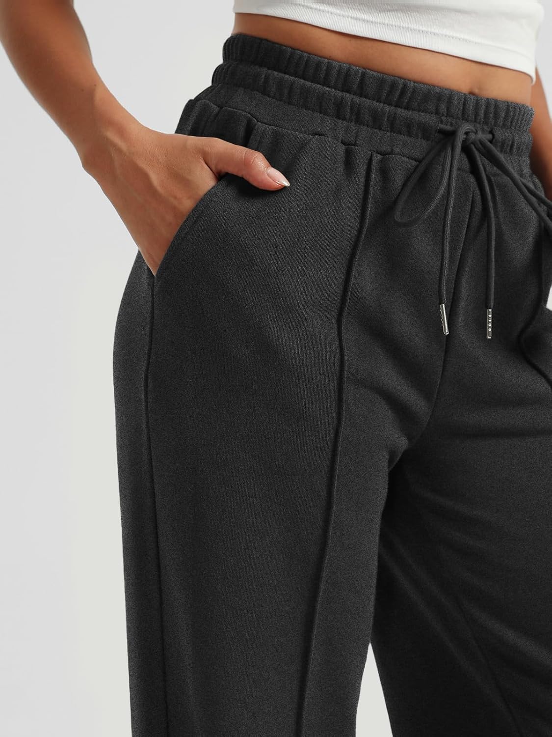 AUTOMET Womens Wide Leg Sweatpants High Waisted Baggy Pants Drawstring Athletic - Picture 94 of 99