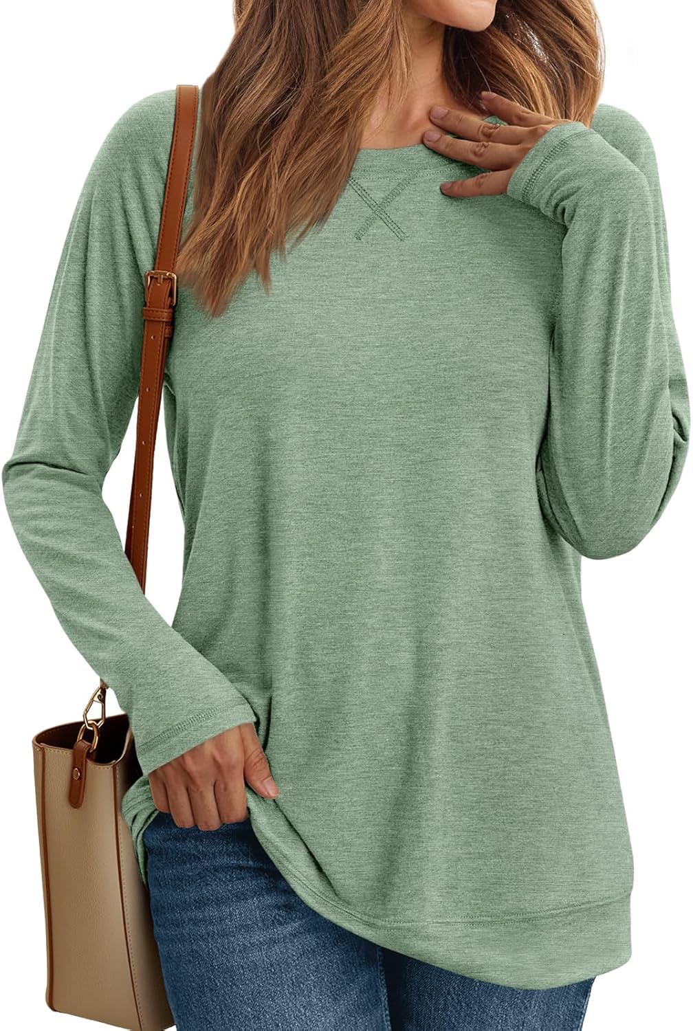 Women's Casual Long Sleeve Shirts Loose Fit Fall Tops Embroidery Stylish Outfits - Picture 69 of 88