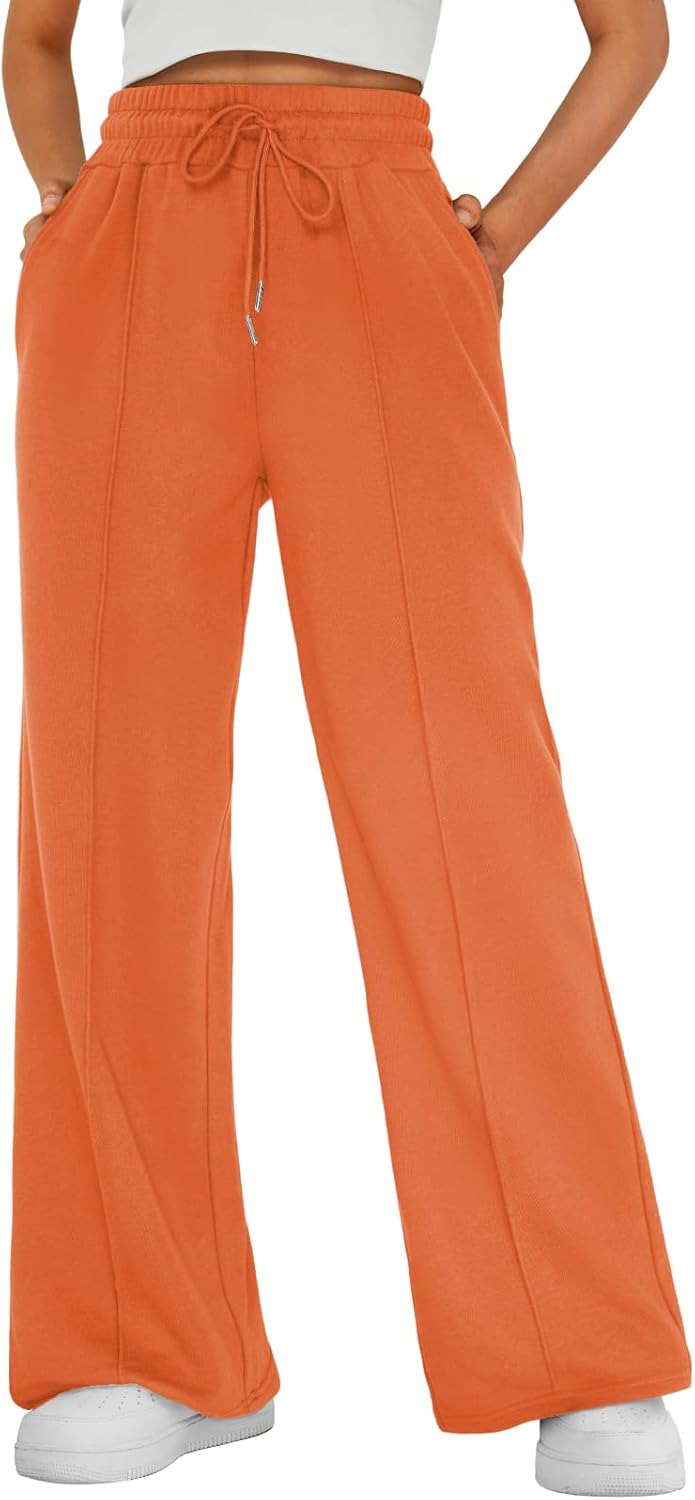 AUTOMET Womens Wide Leg Sweatpants High Waisted Baggy Pants Drawstring Athletic - Picture 95 of 99