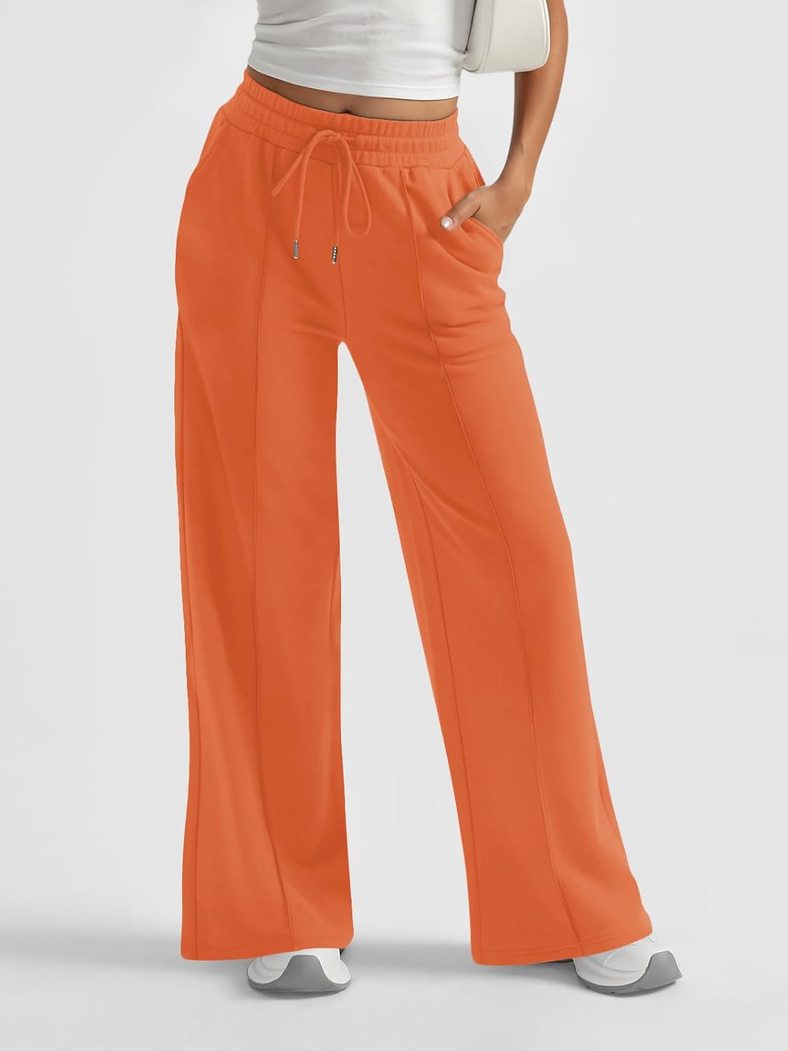 AUTOMET Womens Wide Leg Sweatpants High Waisted Baggy Pants Drawstring Athletic - Picture 96 of 99