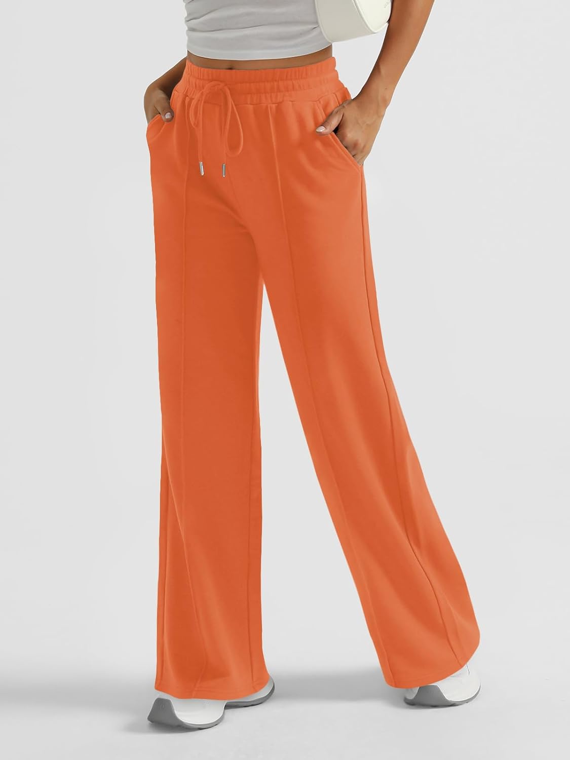 AUTOMET Womens Wide Leg Sweatpants High Waisted Baggy Pants Drawstring Athletic - Picture 97 of 99