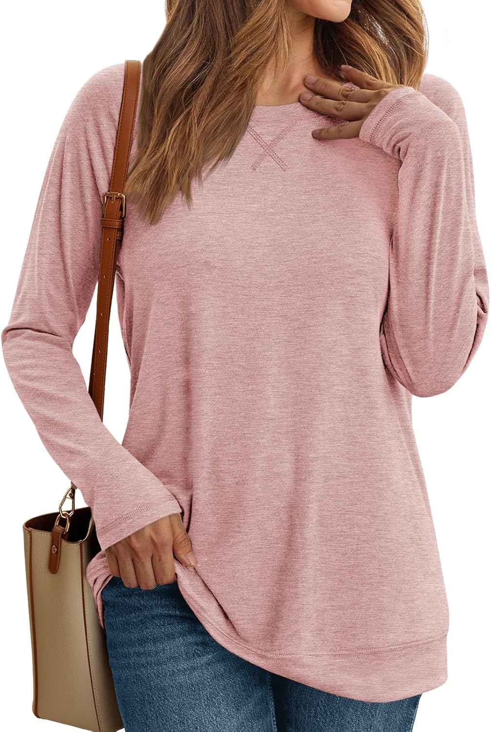 Women's Casual Long Sleeve Shirts Loose Fit Fall Tops Embroidery Stylish Outfits - Picture 79 of 88
