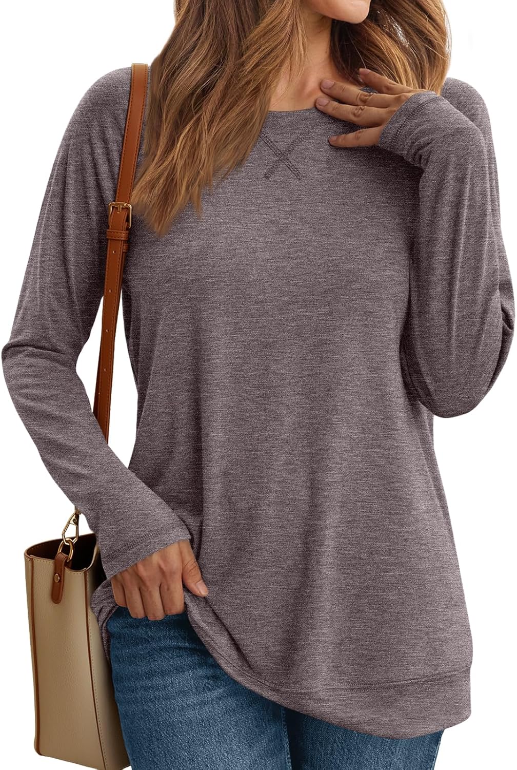 Women's Casual Long Sleeve Shirts Loose Fit Fall Tops Embroidery Stylish Outfits - Picture 84 of 88