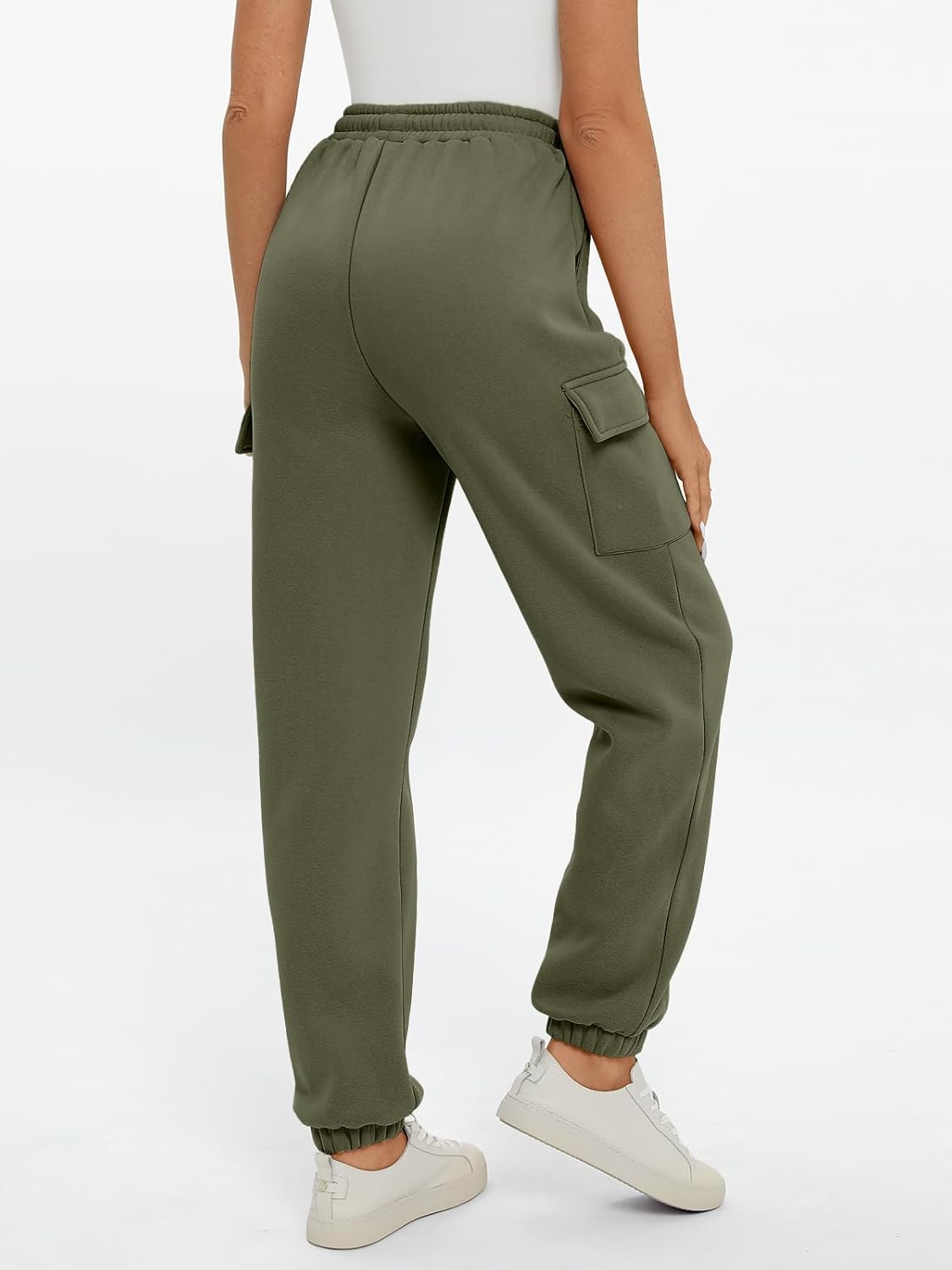 2025 Women's Cargo Joggers - Fleece Lined Baggy Sweatpants with Pockets Fall - Picture 30 of 55