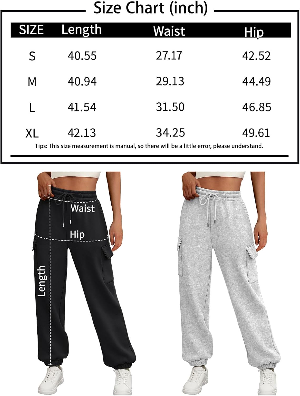 2025 Women's Cargo Joggers - Fleece Lined Baggy Sweatpants with Pockets Fall - Picture 27 of 55