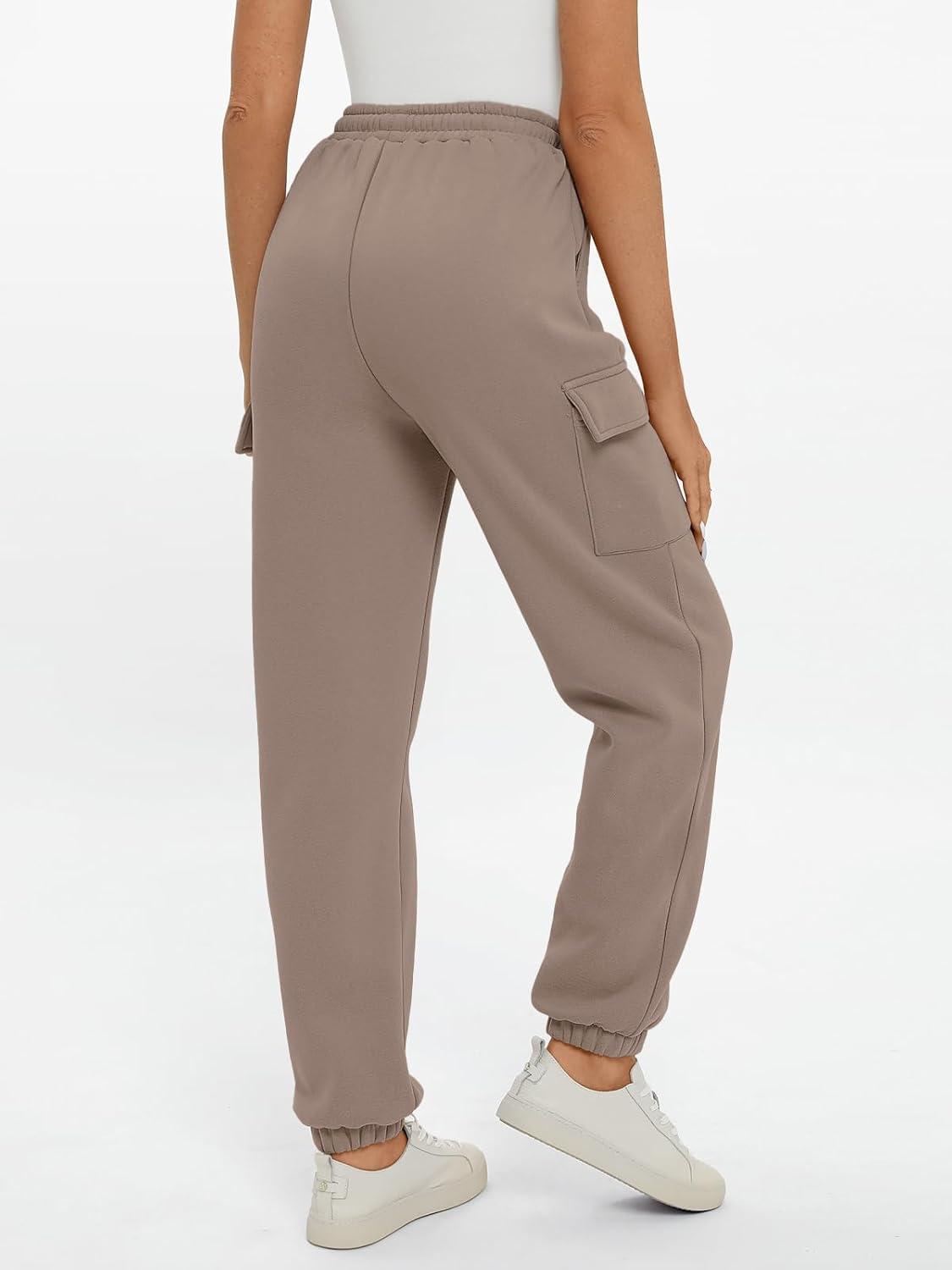 2025 Women's Cargo Joggers - Fleece Lined Baggy Sweatpants with Pockets Fall - Picture 42 of 55