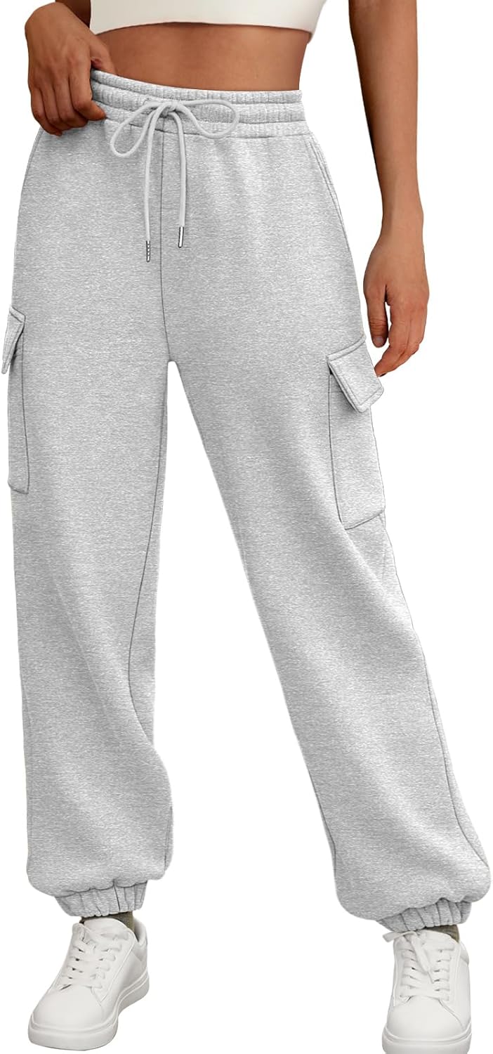 2025 Women's Cargo Joggers - Fleece Lined Baggy Sweatpants with Pockets Fall - Picture 44 of 55