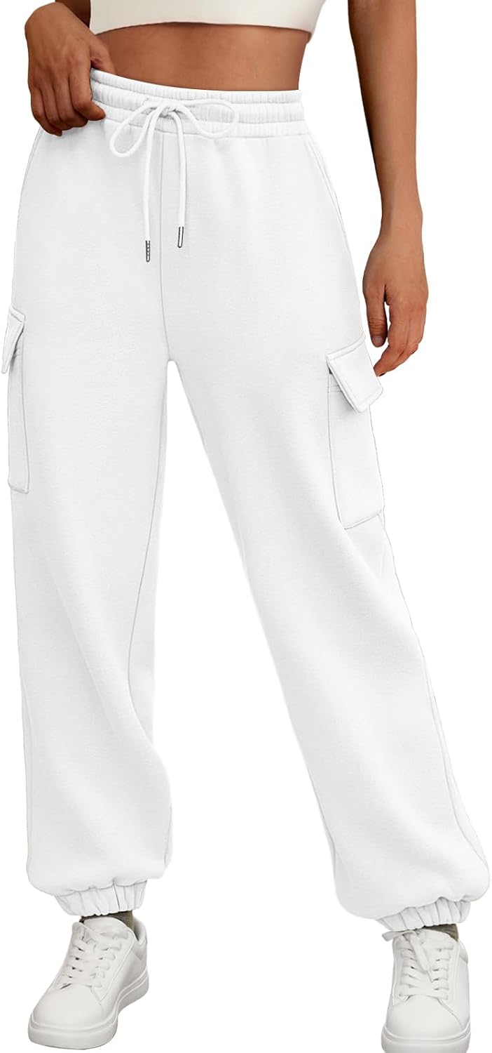 2025 Women's Cargo Joggers - Fleece Lined Baggy Sweatpants with Pockets Fall - Picture 48 of 55