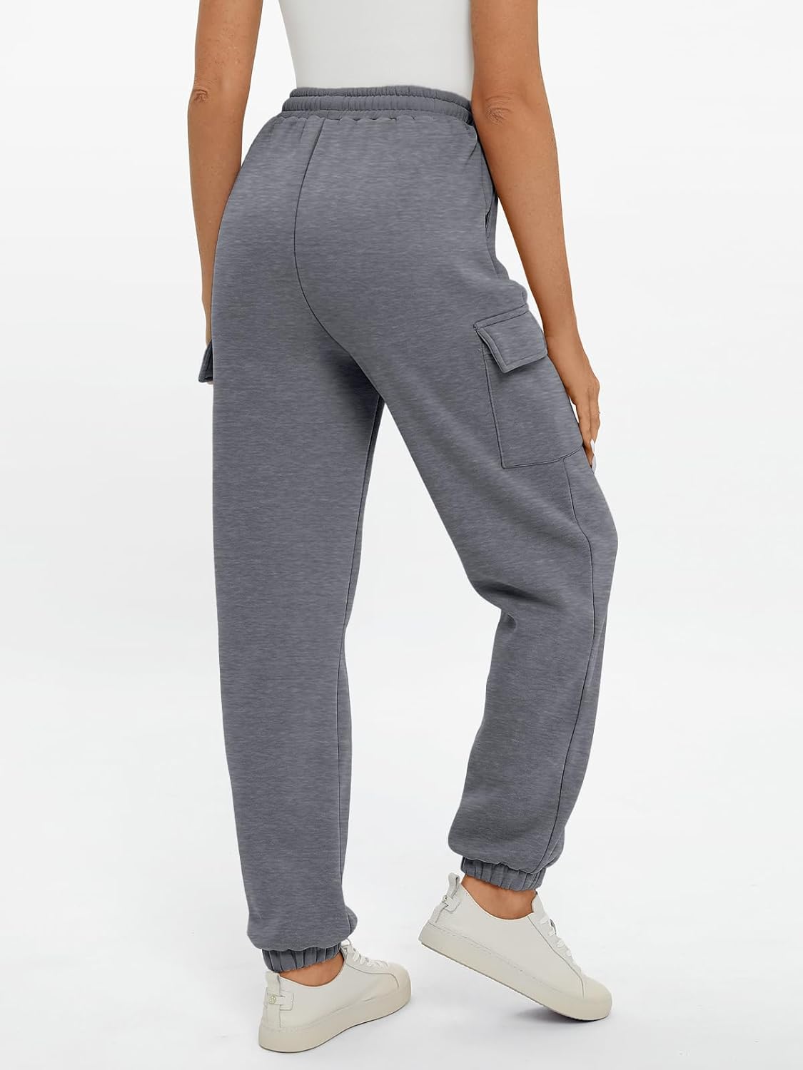 2025 Women's Cargo Joggers - Fleece Lined Baggy Sweatpants with Pockets Fall - Picture 54 of 55