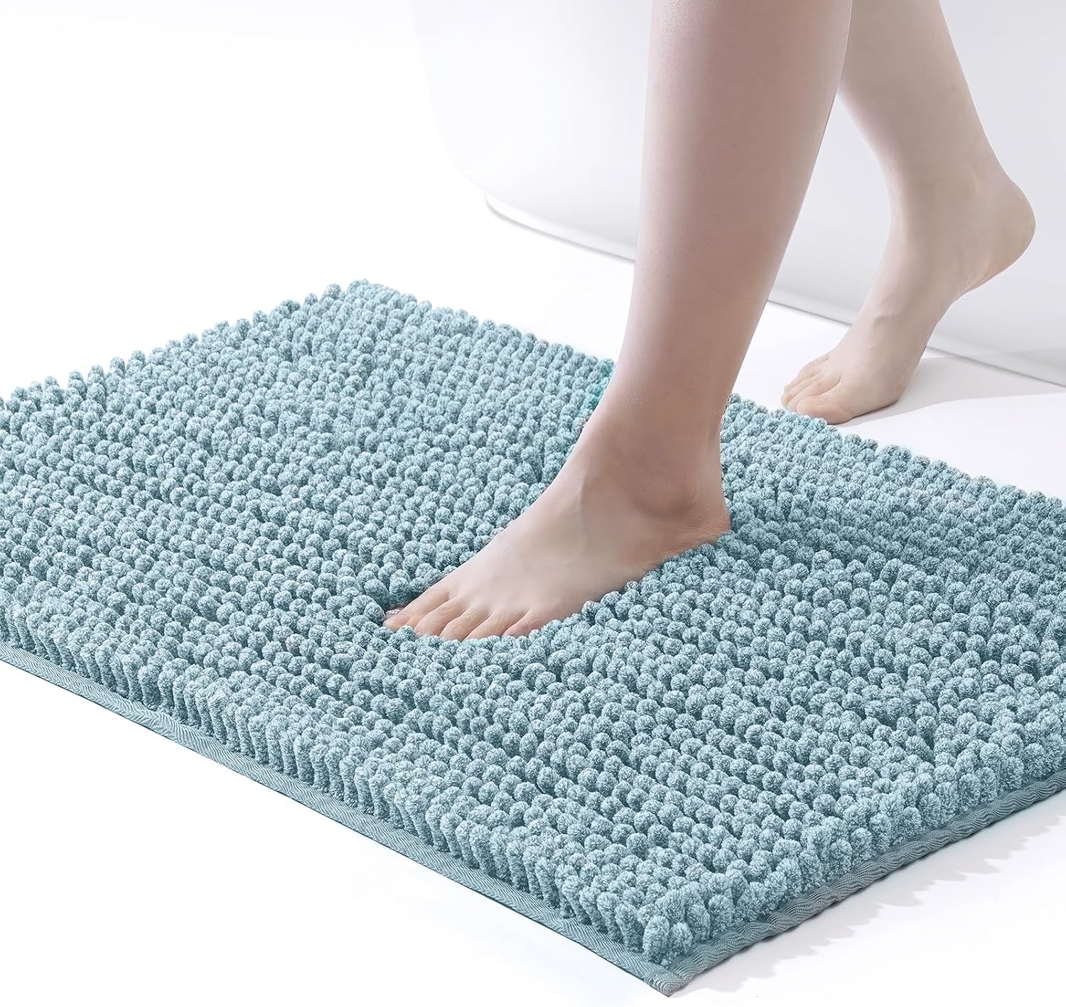Chenille Bath Mat – Non-Slip Fluffy Shag Bathroom Rug Super Absorbent Microfiber