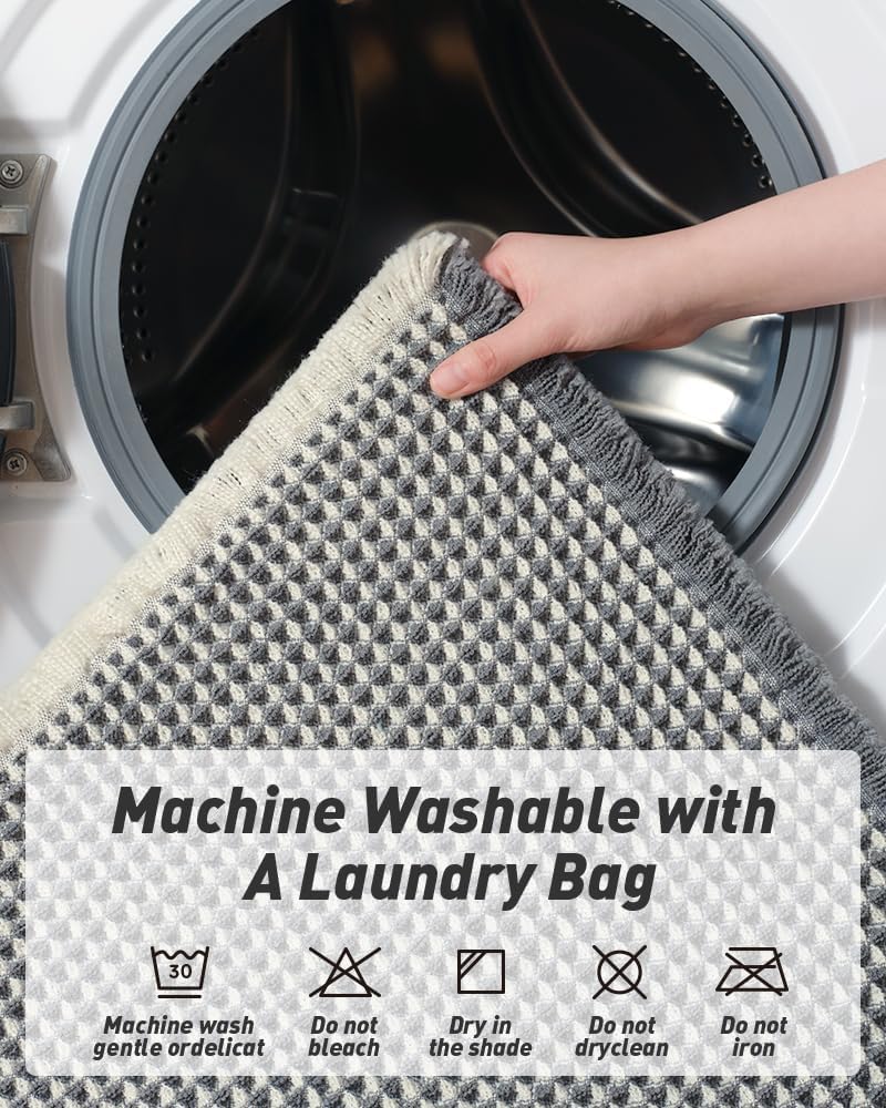 2025 Waffle Bath Mat - Non-Slip Super Absorbent Machine Washable Bathroom Rug - Picture 30 of 199
