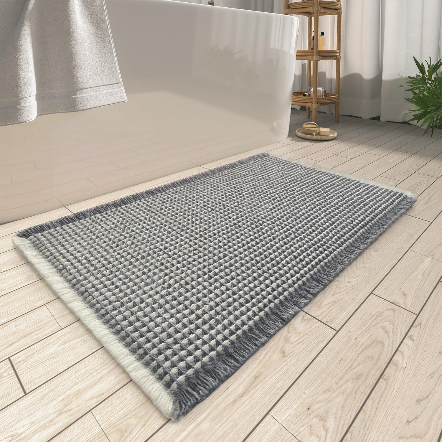 2025 Waffle Bath Mat - Non-Slip Super Absorbent Machine Washable Bathroom Rug - Picture 25 of 199