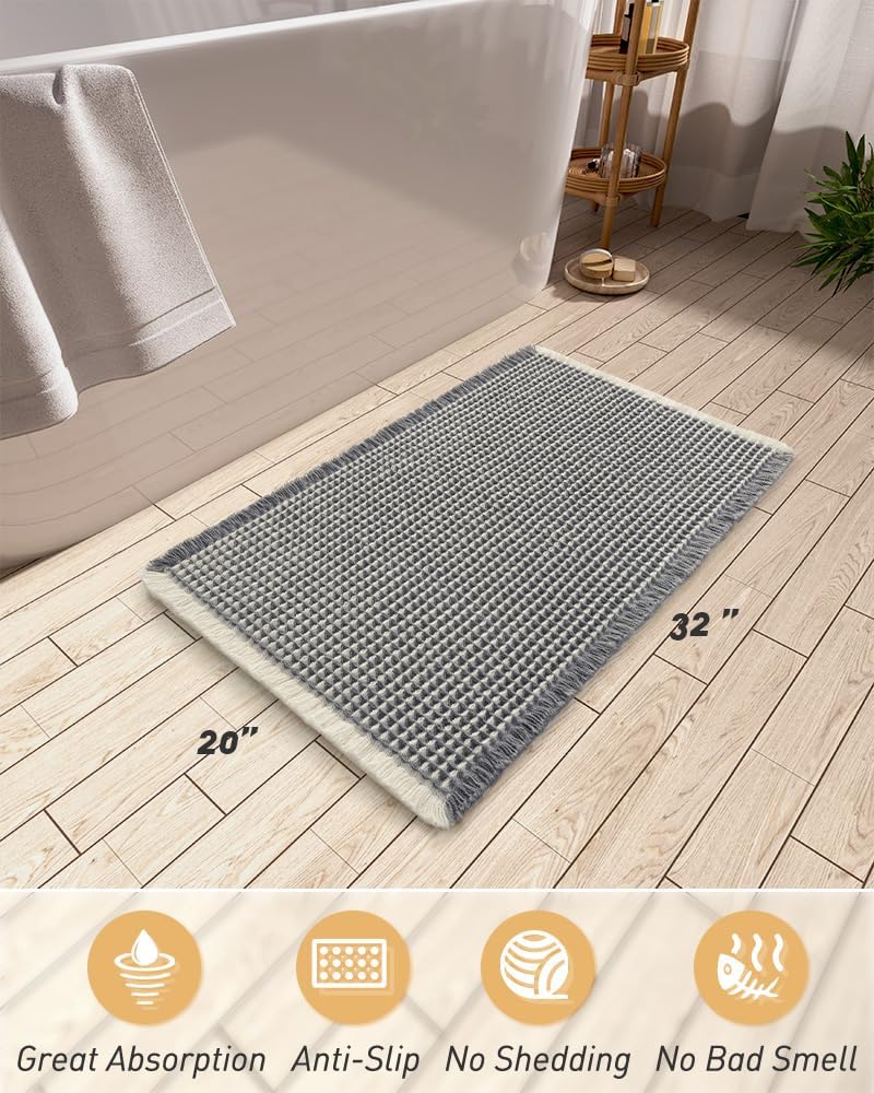 2025 Waffle Bath Mat - Non-Slip Super Absorbent Machine Washable Bathroom Rug - Picture 32 of 199