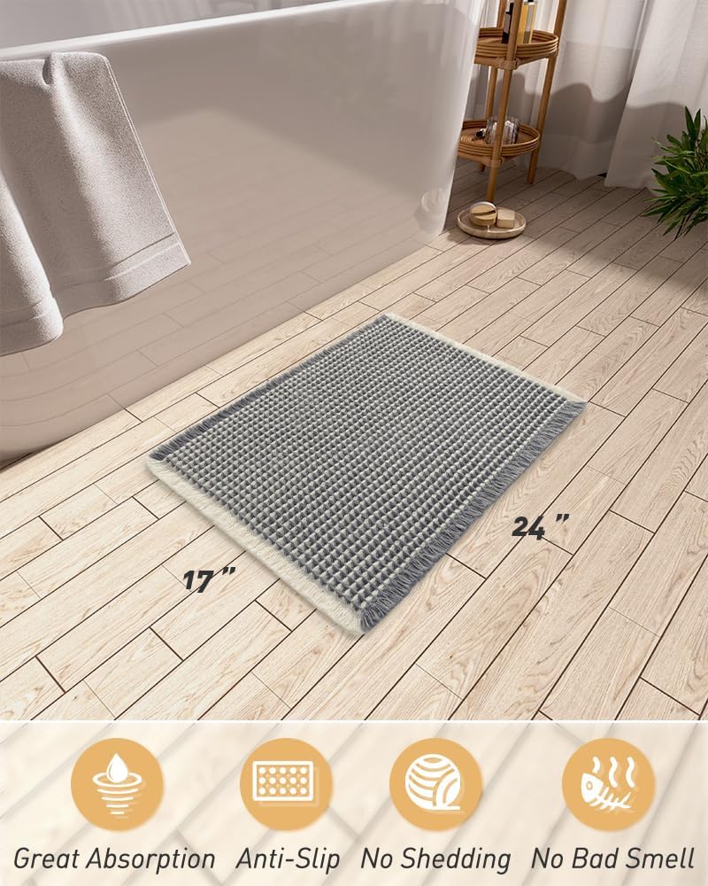 2025 Waffle Bath Mat - Non-Slip Super Absorbent Machine Washable Bathroom Rug - Picture 33 of 199
