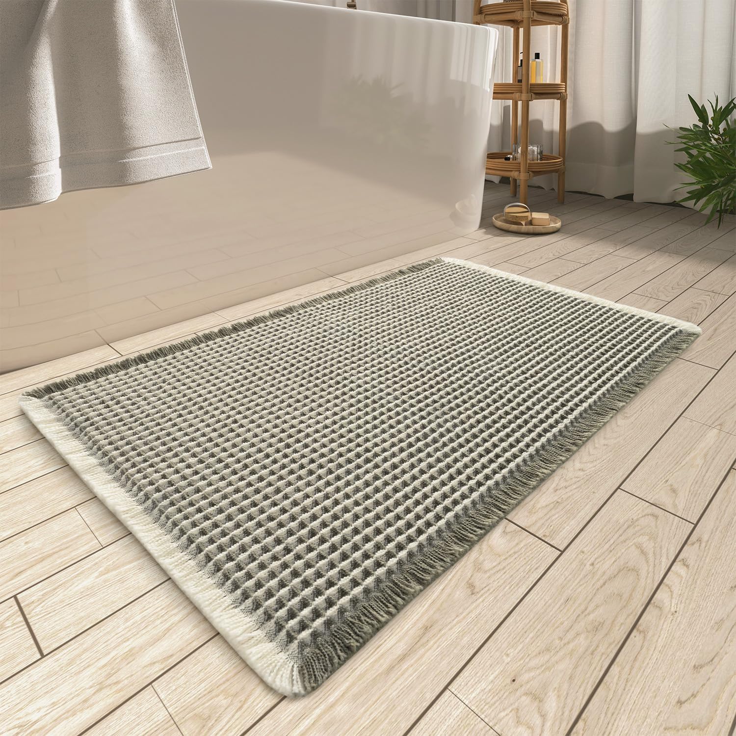 2025 Waffle Bath Mat - Non-Slip Super Absorbent Machine Washable Bathroom Rug - Picture 37 of 199