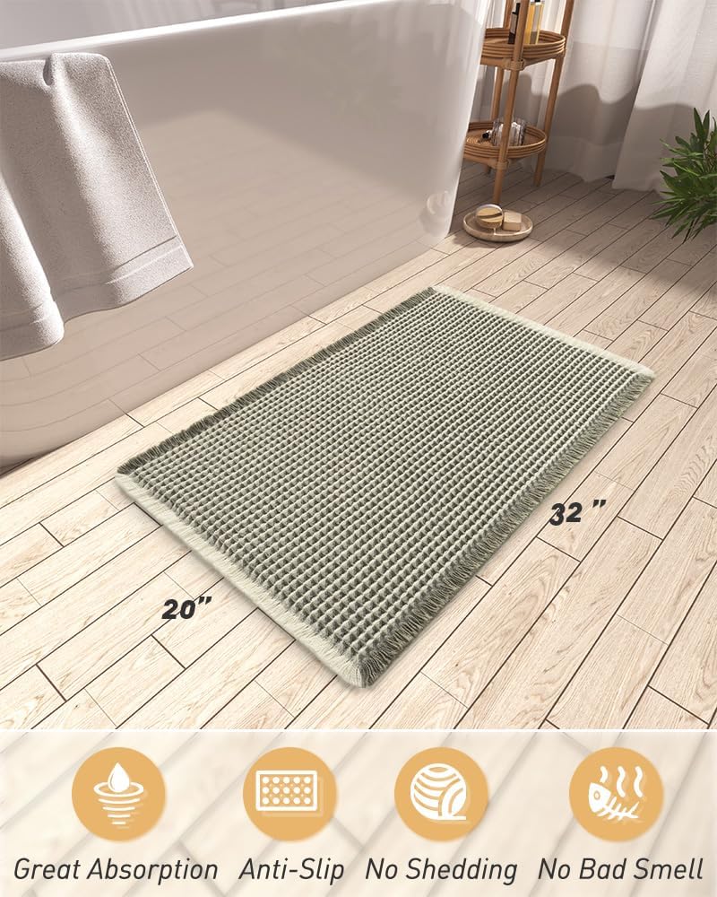 2025 Waffle Bath Mat - Non-Slip Super Absorbent Machine Washable Bathroom Rug - Picture 38 of 199