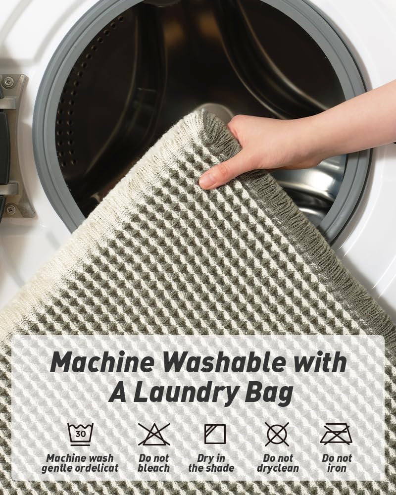 2025 Waffle Bath Mat - Non-Slip Super Absorbent Machine Washable Bathroom Rug - Picture 42 of 199