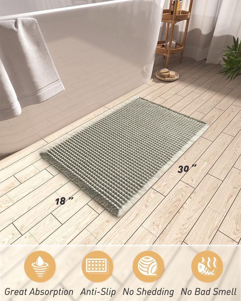 2025 Waffle Bath Mat - Non-Slip Super Absorbent Machine Washable Bathroom Rug - Picture 47 of 199