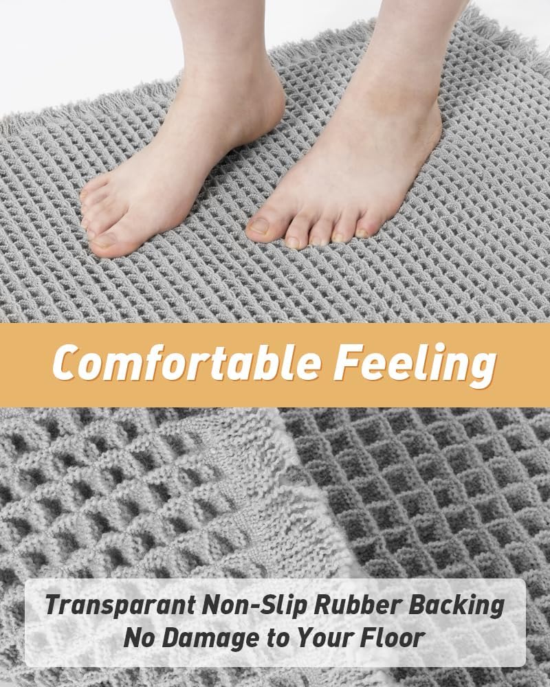2025 Waffle Bath Mat - Non-Slip Super Absorbent Machine Washable Bathroom Rug - Picture 51 of 199