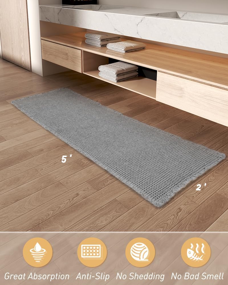 2025 Waffle Bath Mat - Non-Slip Super Absorbent Machine Washable Bathroom Rug - Picture 54 of 199