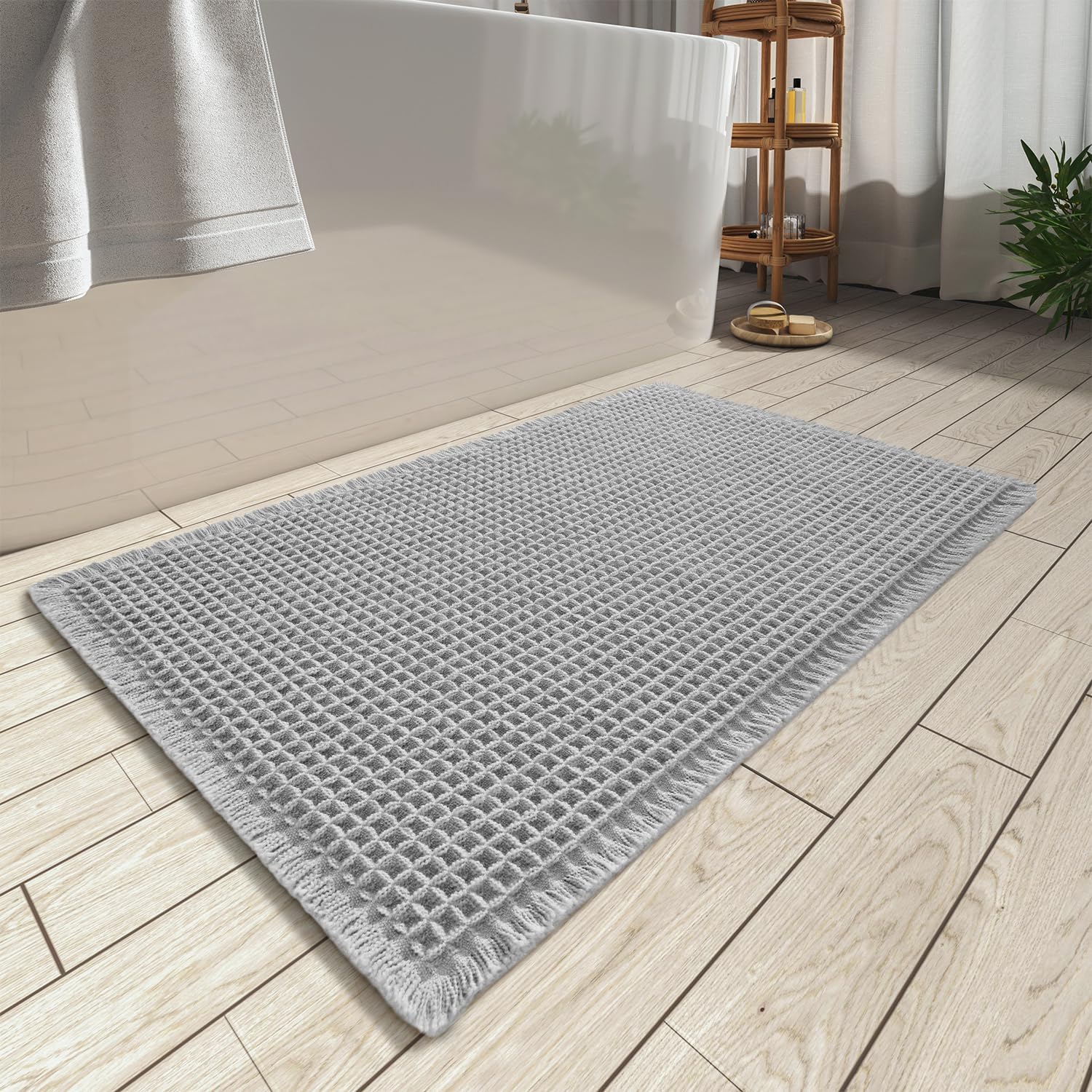 2025 Waffle Bath Mat - Non-Slip Super Absorbent Machine Washable Bathroom Rug - Picture 56 of 199
