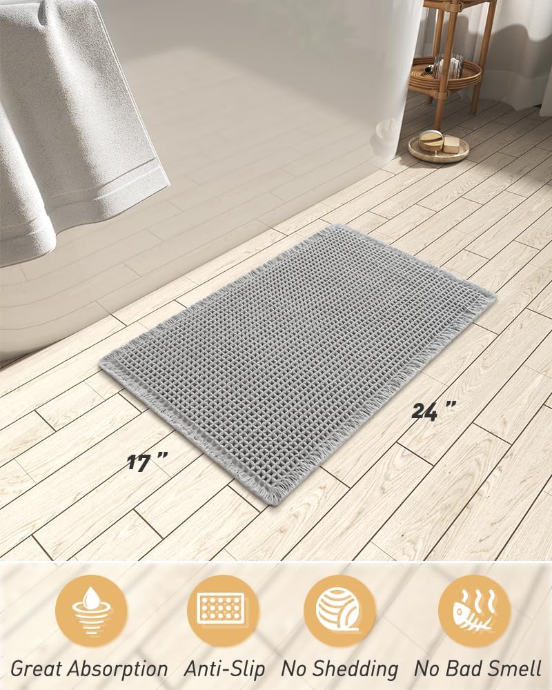 2025 Waffle Bath Mat - Non-Slip Super Absorbent Machine Washable Bathroom Rug - Picture 57 of 199