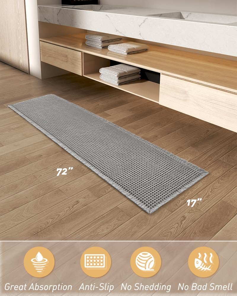 2025 Waffle Bath Mat - Non-Slip Super Absorbent Machine Washable Bathroom Rug - Picture 59 of 199