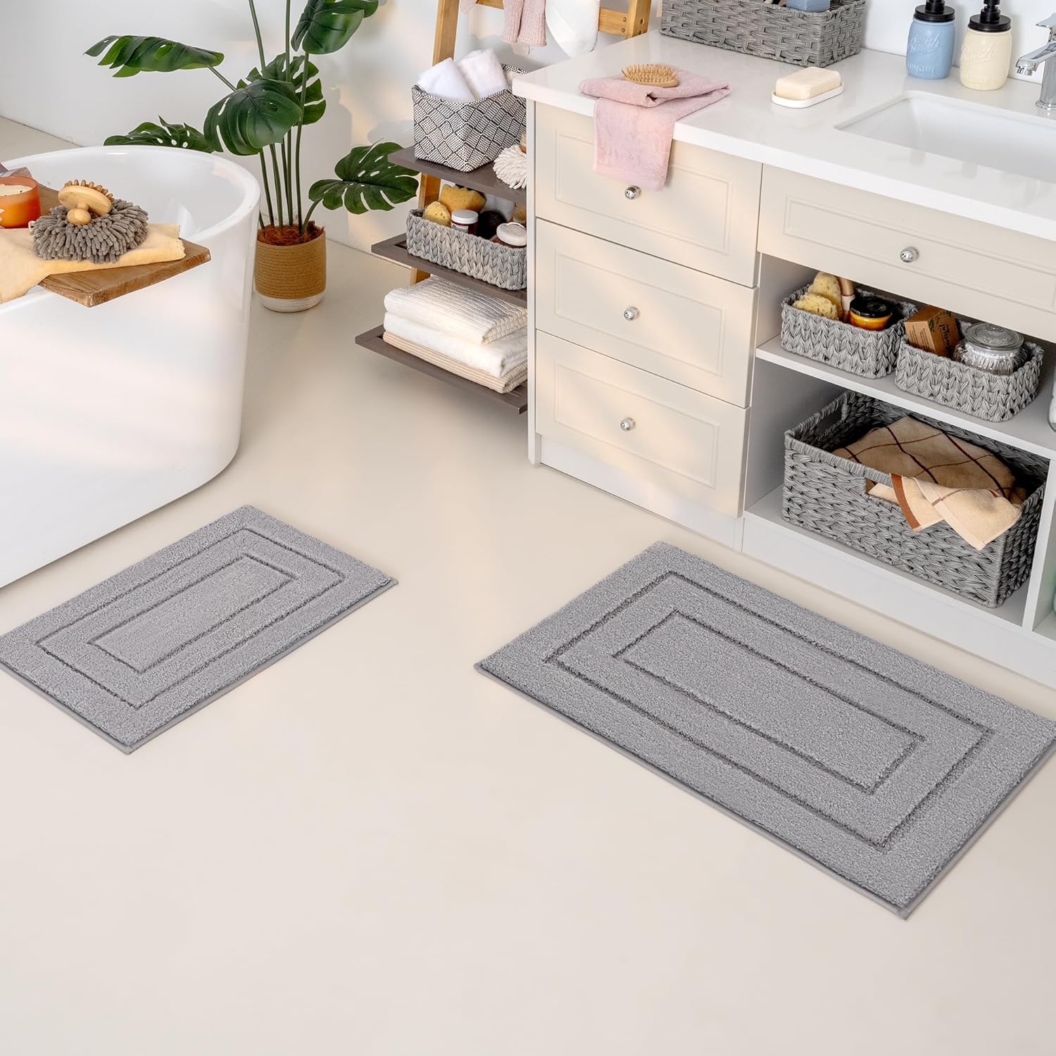 Alfombras de baño antideslizantes - Alfombrillas de ducha de microfibra ultra absorbentes lavables a máquina - Imagen 75 de 287