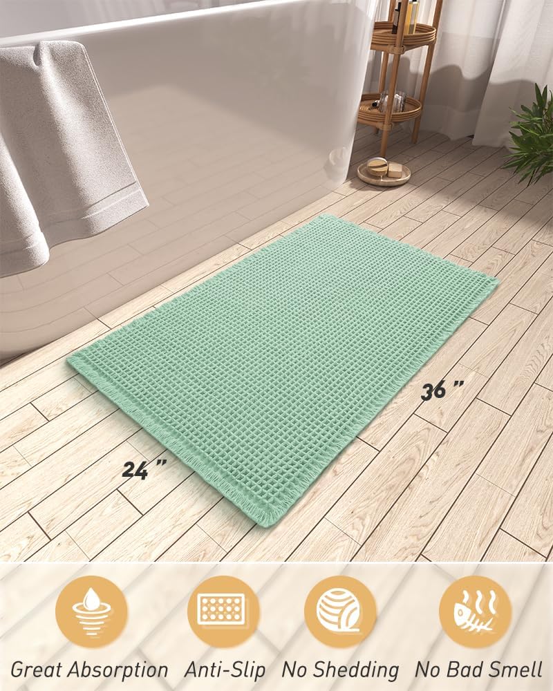 2025 Waffle Bath Mat - Non-Slip Super Absorbent Machine Washable Bathroom Rug - Picture 82 of 199