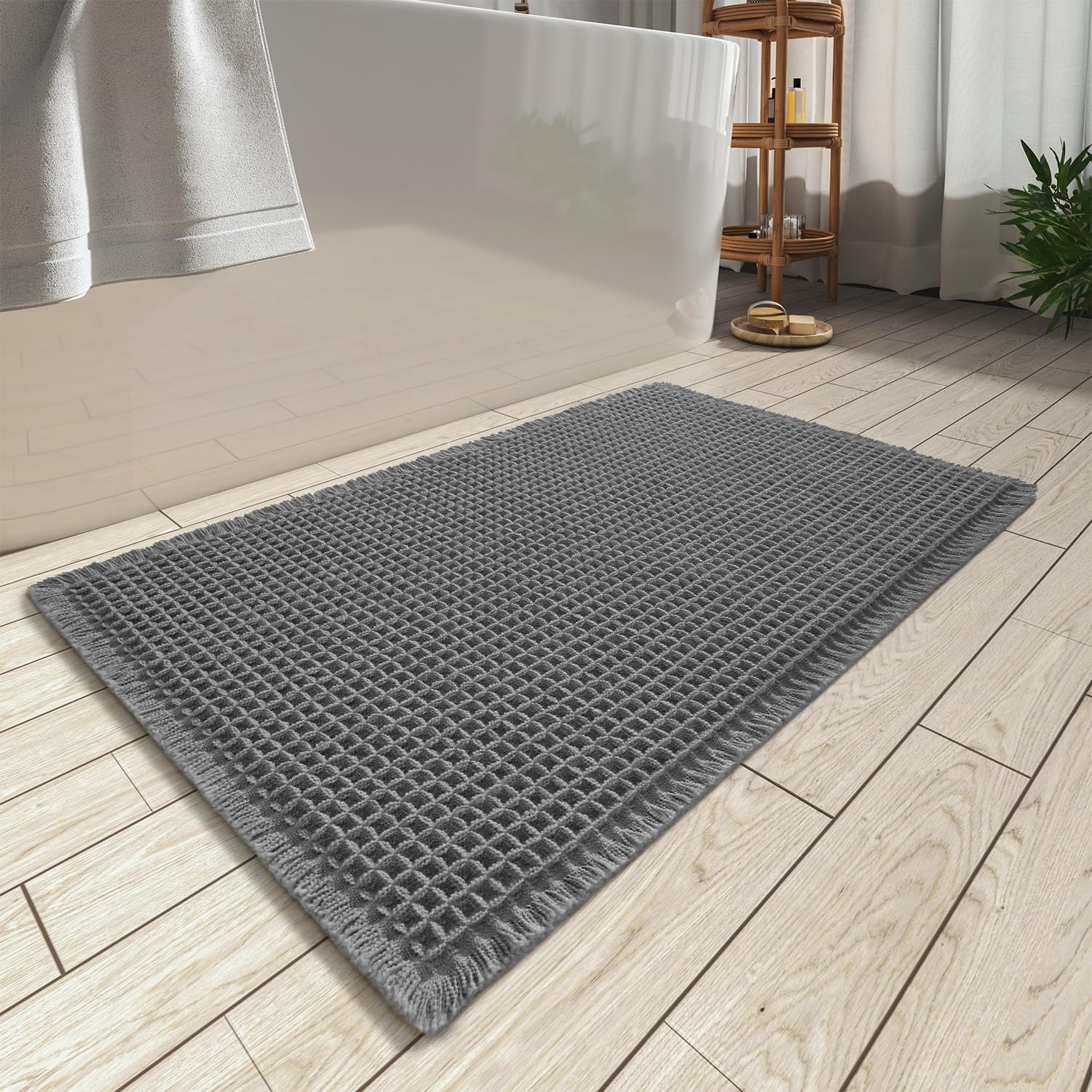 2025 Waffle Bath Mat - Non-Slip Super Absorbent Machine Washable Bathroom Rug - Picture 85 of 199