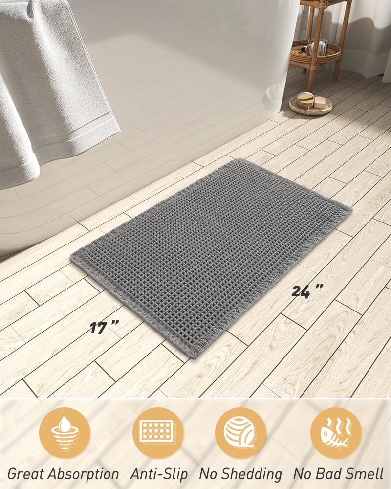 2025 Waffle Bath Mat - Non-Slip Super Absorbent Machine Washable Bathroom Rug - Picture 86 of 199