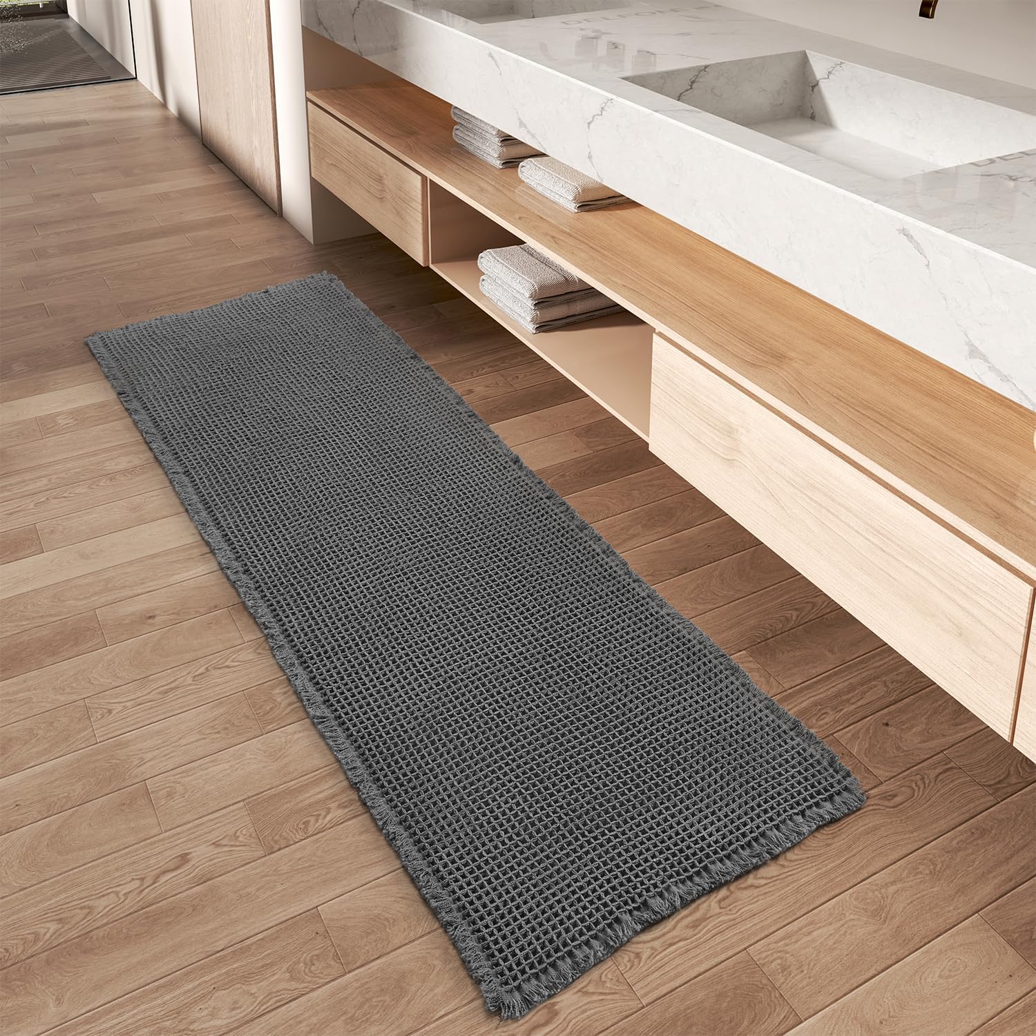 2025 Waffle Bath Mat - Non-Slip Super Absorbent Machine Washable Bathroom Rug - Picture 91 of 199