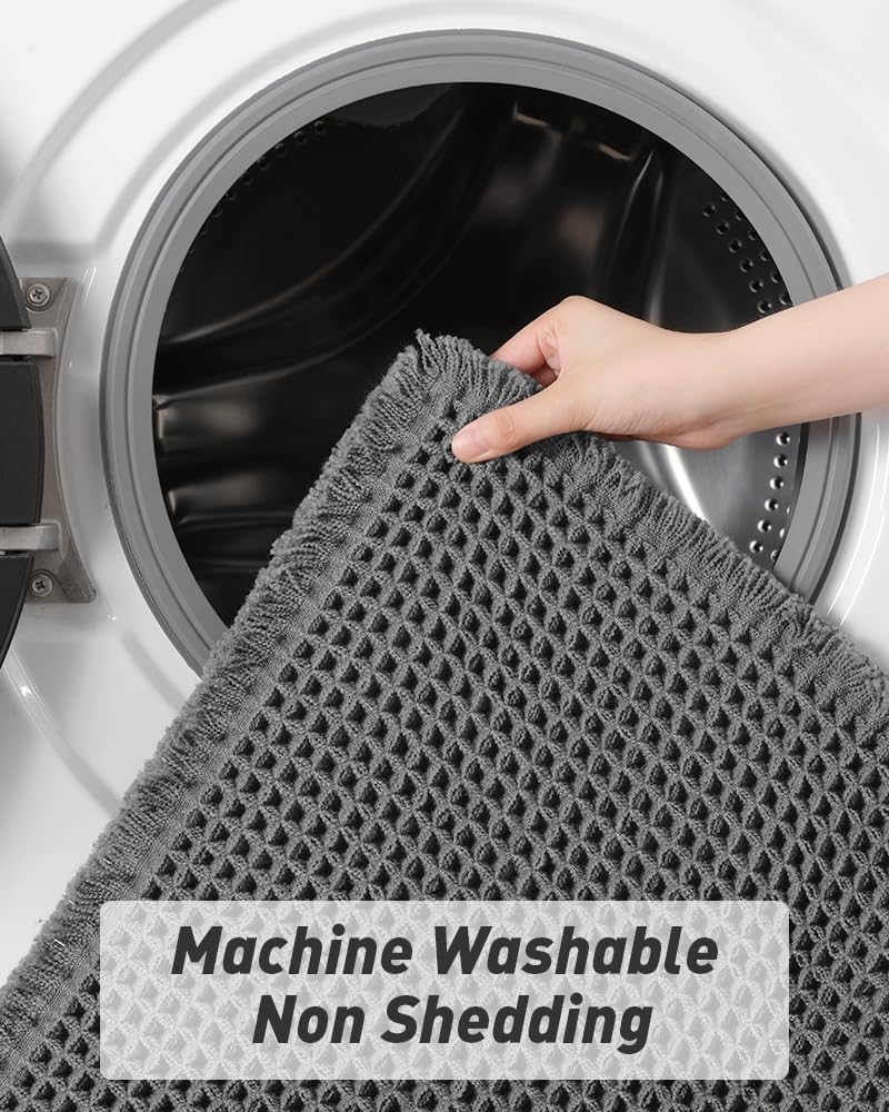2025 Waffle Bath Mat - Non-Slip Super Absorbent Machine Washable Bathroom Rug - Picture 93 of 199