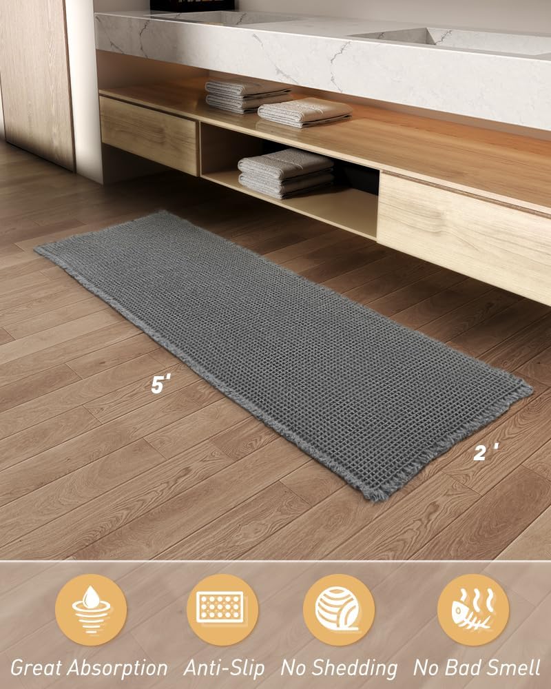 2025 Waffle Bath Mat - Non-Slip Super Absorbent Machine Washable Bathroom Rug - Picture 95 of 199