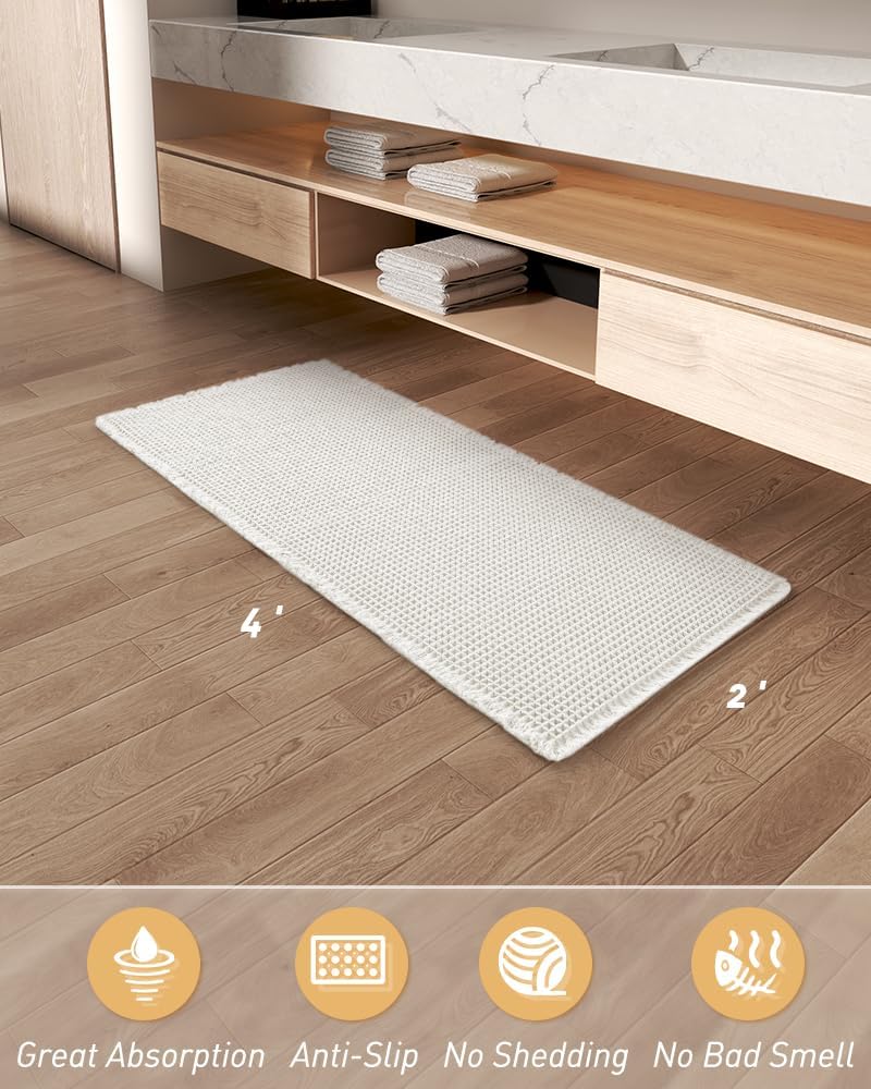 2025 Waffle Bath Mat - Non-Slip Super Absorbent Machine Washable Bathroom Rug - Picture 106 of 199