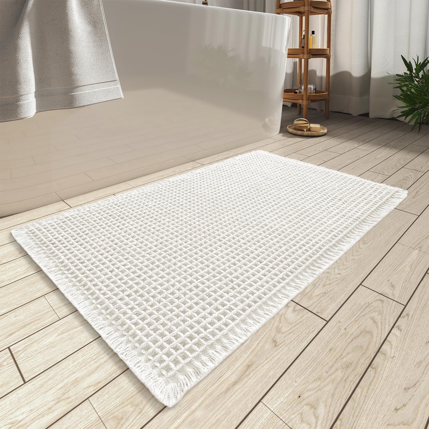 2025 Waffle Bath Mat - Non-Slip Super Absorbent Machine Washable Bathroom Rug - Picture 107 of 199