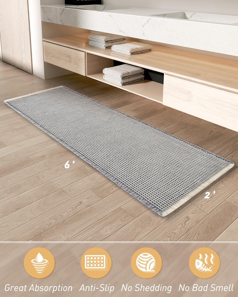 2025 Waffle Bath Mat - Non-Slip Super Absorbent Machine Washable Bathroom Rug - Picture 136 of 199
