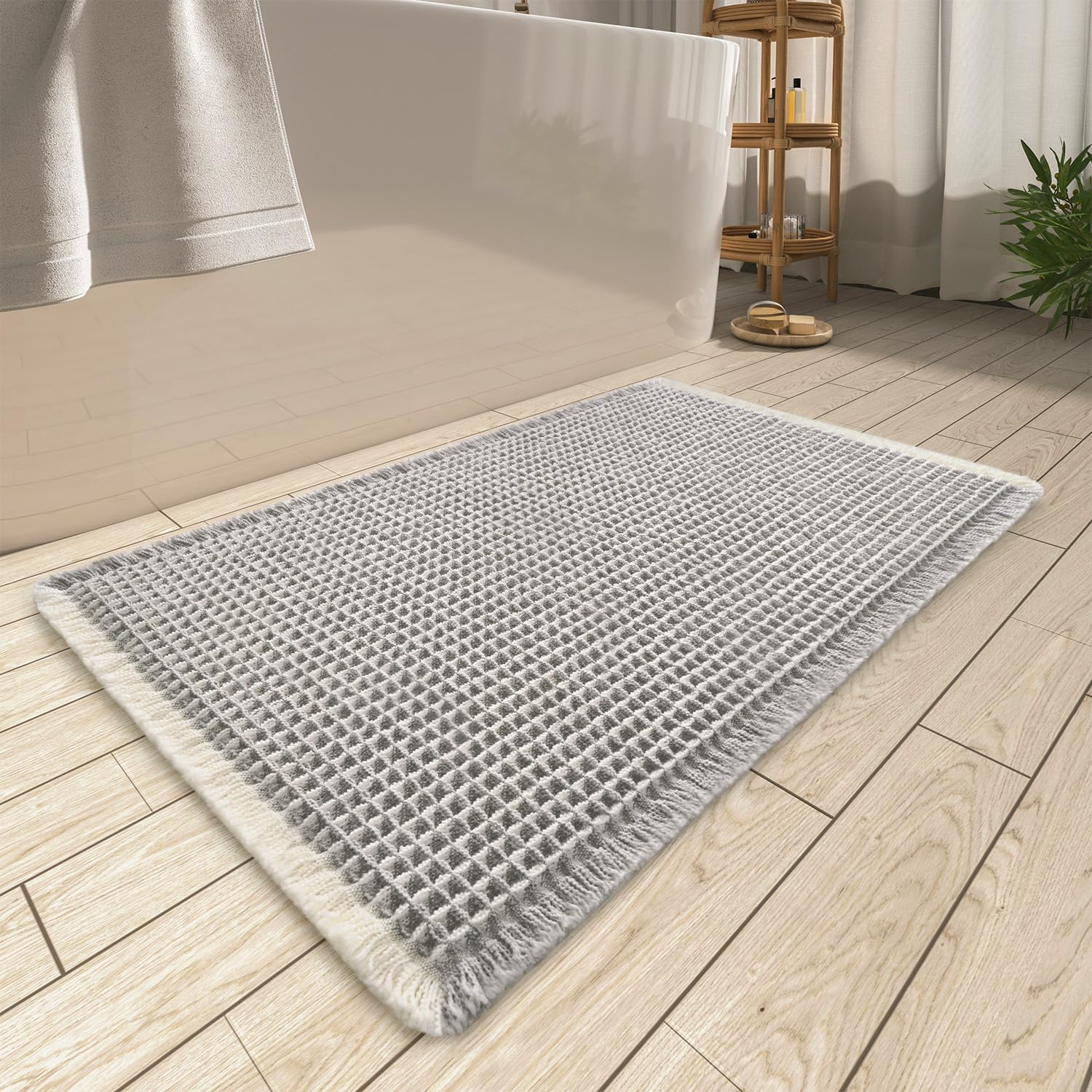 2025 Waffle Bath Mat - Non-Slip Super Absorbent Machine Washable Bathroom Rug - Picture 137 of 199