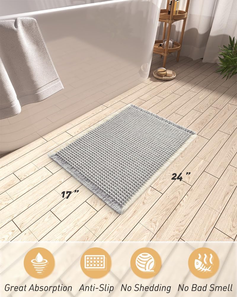 2025 Waffle Bath Mat - Non-Slip Super Absorbent Machine Washable Bathroom Rug - Picture 139 of 199