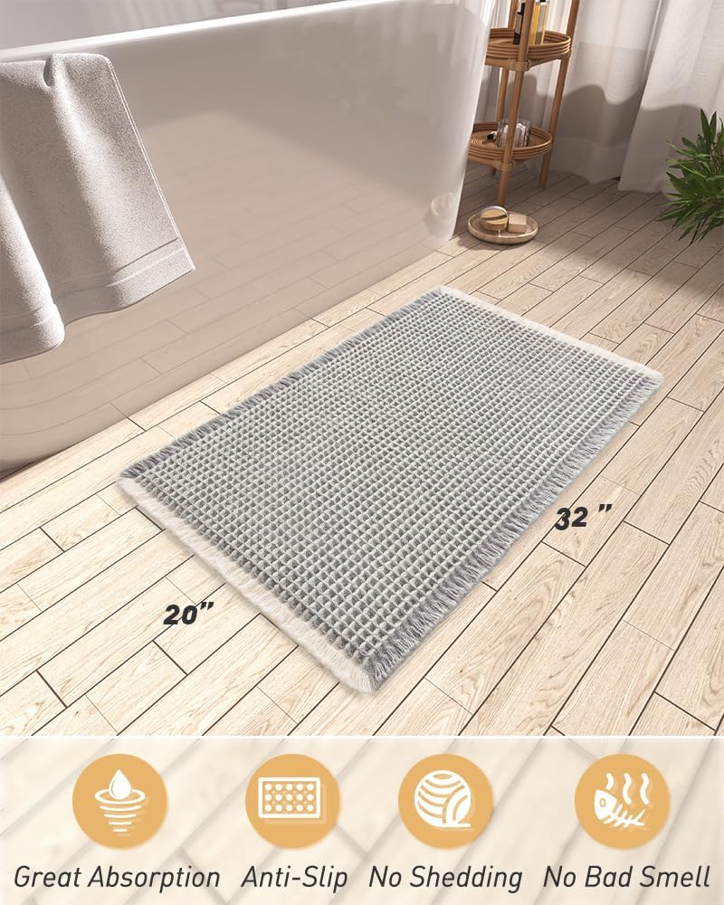 2025 Waffle Bath Mat - Non-Slip Super Absorbent Machine Washable Bathroom Rug - Picture 140 of 199