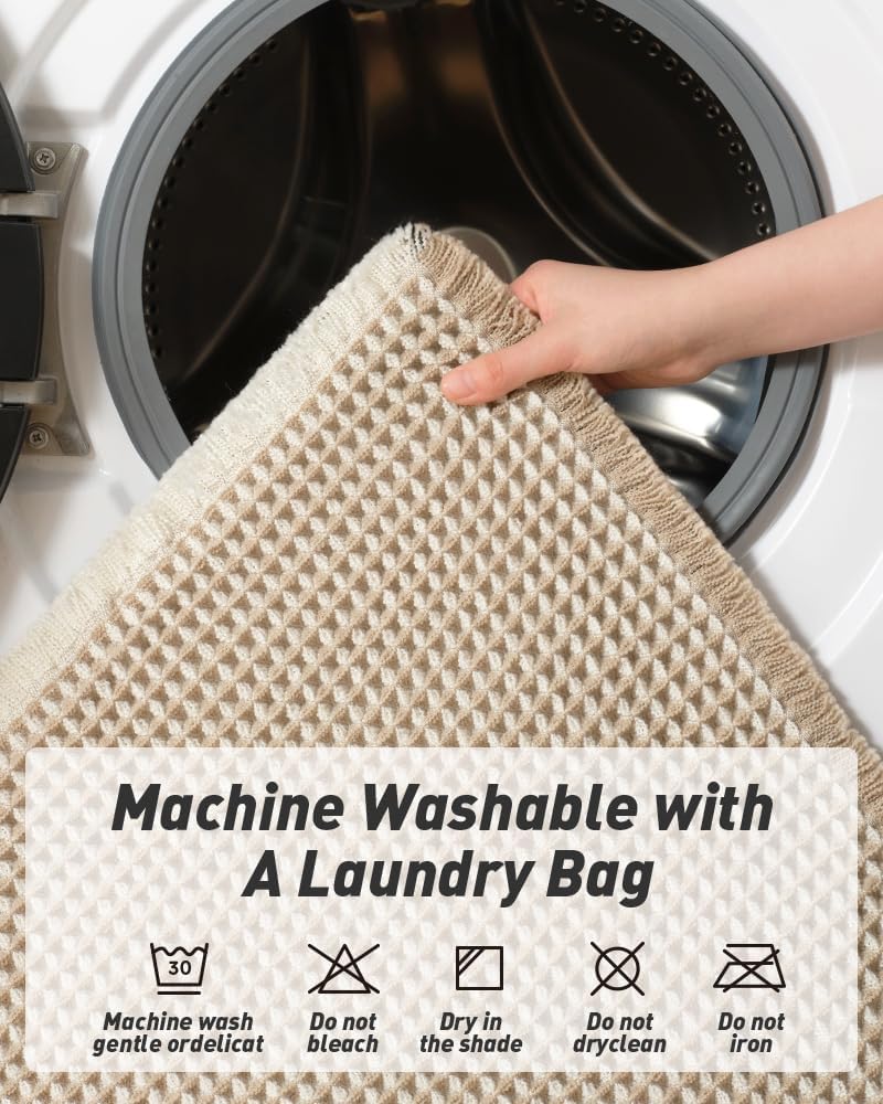2025 Waffle Bath Mat - Non-Slip Super Absorbent Machine Washable Bathroom Rug - Picture 147 of 199